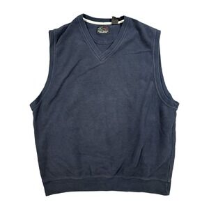 Greg Norman Collection Mens Large Navy Blue Ribbed V-Neck Golf Sweater Vest L